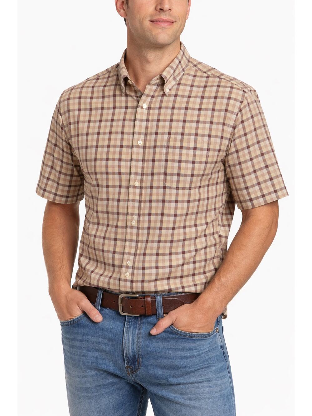Patagonia Go to Shirt Brown Plaid Short Sleeve Button Front Organic Mens XXL